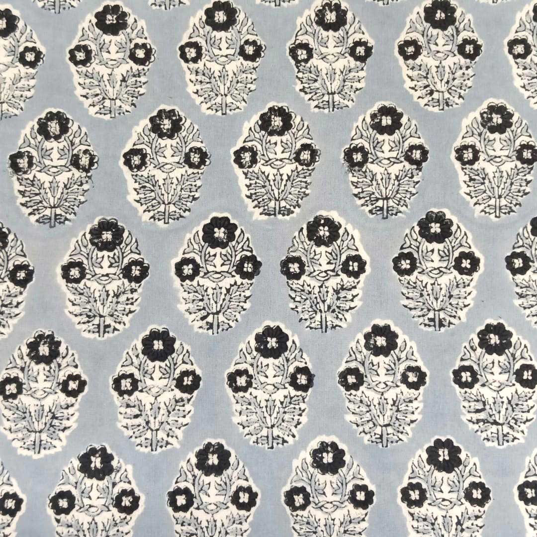 5 Yard Running Fabric Hand Block Printed Cotton 20 Sheeting Fabric Boota Starlight Patti Gud 202505