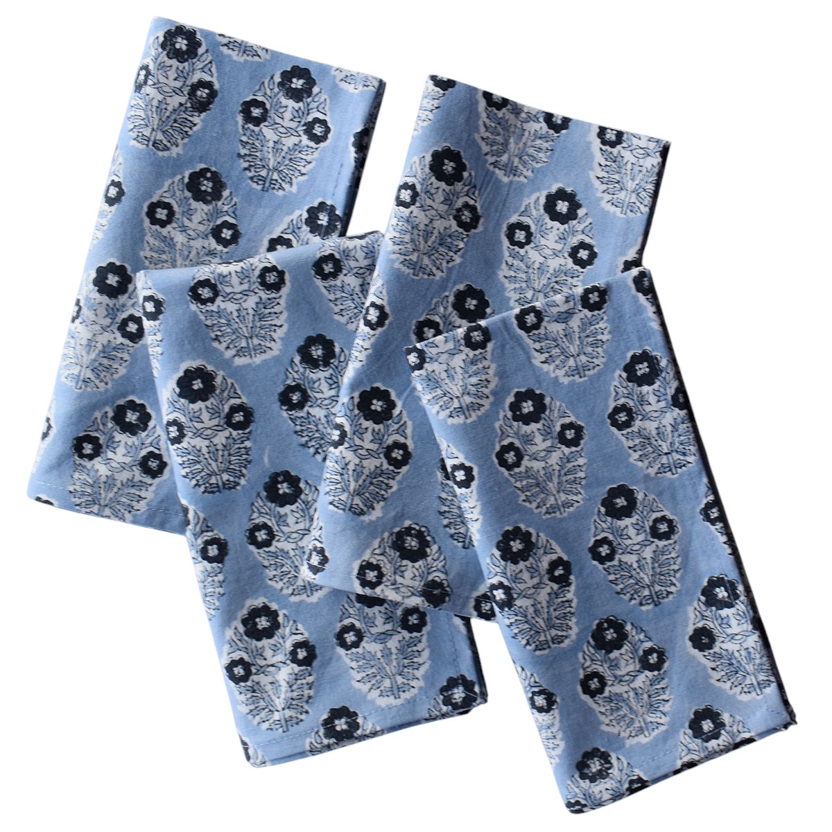 Hand Block Printed Cotton Napkin 45x45 cms Set of 4 Napkins Boota Starlight Patti Gud 202505