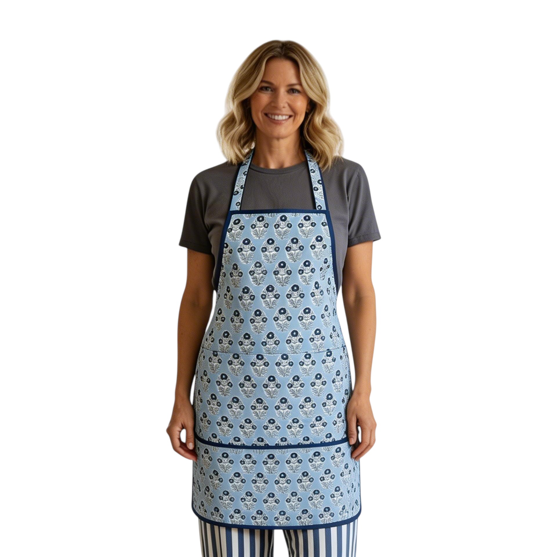 Indian Block-Printed 100 Cotton Apron Boota Starlight Patti Gud 202505