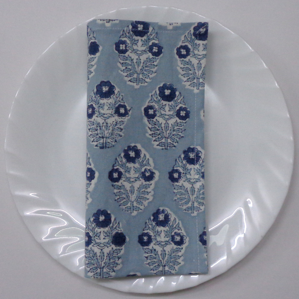 Hand Block Printed Cotton Napkin 45x45 cms Set of 4 Napkins Boota Starlight Patti Gud 202505