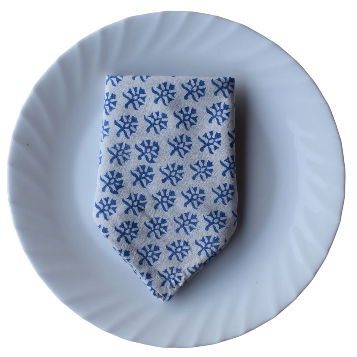 Hand Block Printed Cotton Napkin 45x45 cms Set of 4 Napkins  Booti Blue 400385