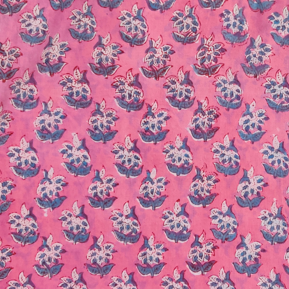 Hand Block Printed on 100 Cotton 5 Yard Fabric SANGANER Booti Candy Multi 620605