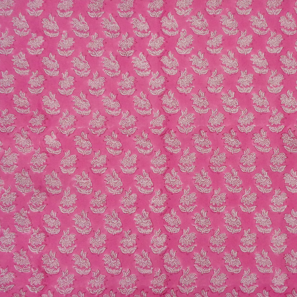 Hand Block Printed on 100 Cotton 5 Yard Fabric SANGANER Booti Candy White 620606