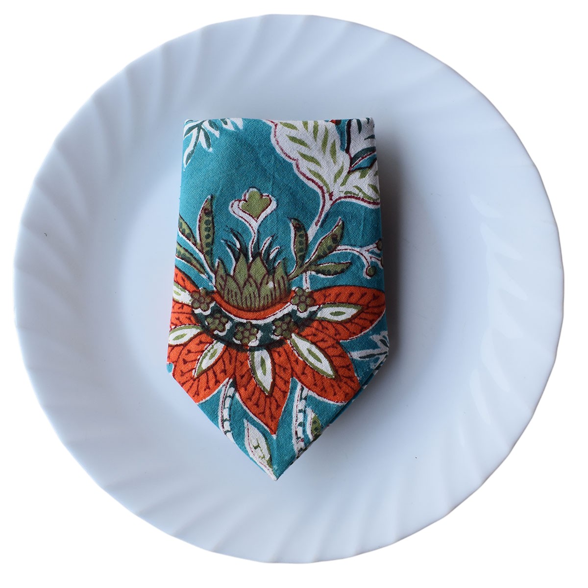 Hand Block Printed Cotton Napkin 45x45 cms Set of 4 Napkins Bossanova Green Gud 393939