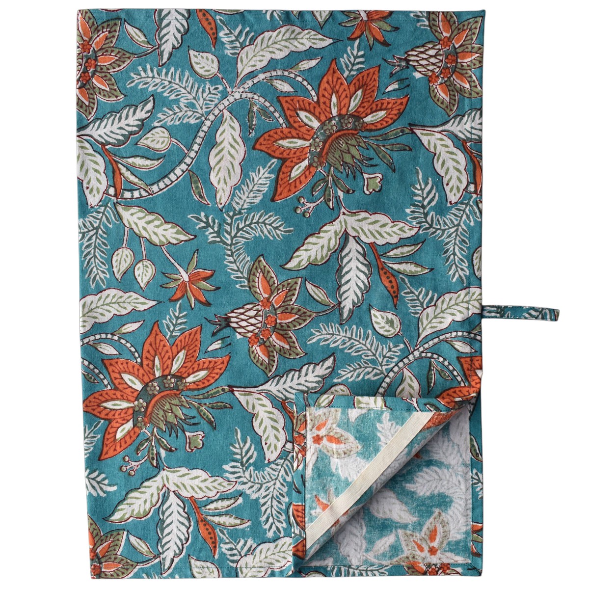 Hand Block Printed Cotton Kitchen Towels 50x70 cms Bossanova Green Gud 393939