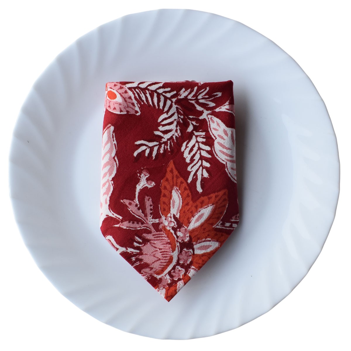 Hand Block Printed Cotton Napkin 45x45 cms Set of 4 Napkins Bossanova Red Gud 208858