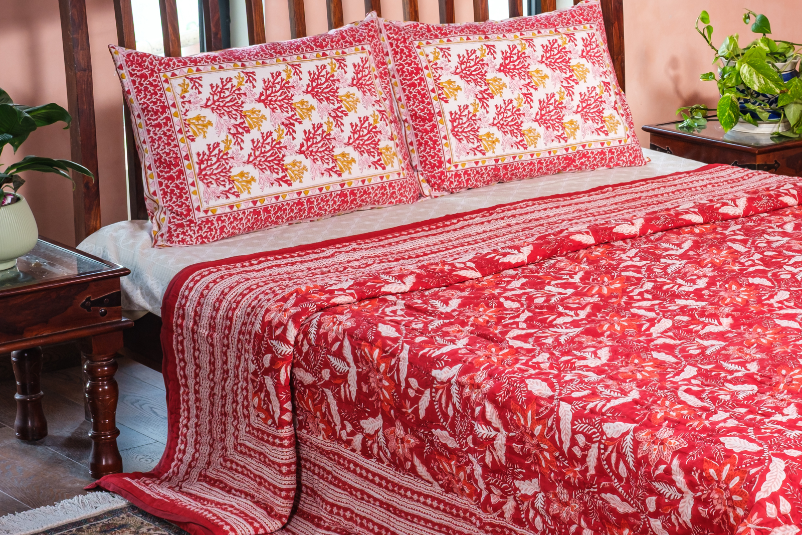 Cotton Quilt King Size Bossanova Red Gud 208858