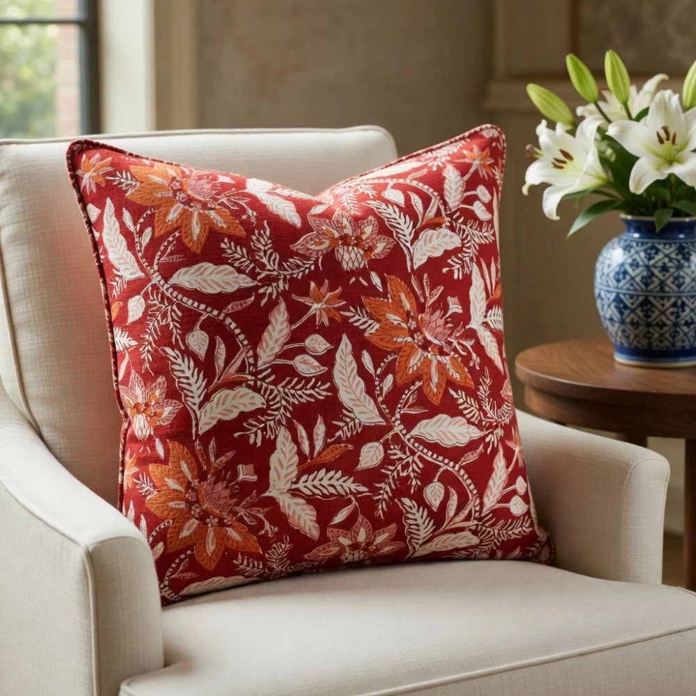 Image of Piping Cushion Cover 50x50 cms | Bossanova Red Gud 208858