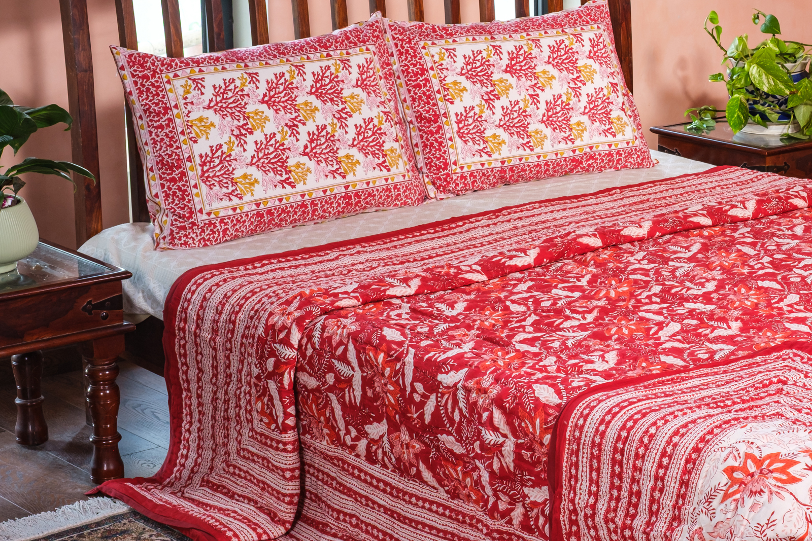 Cotton Quilt King Size Bossanova Red Gud 208858