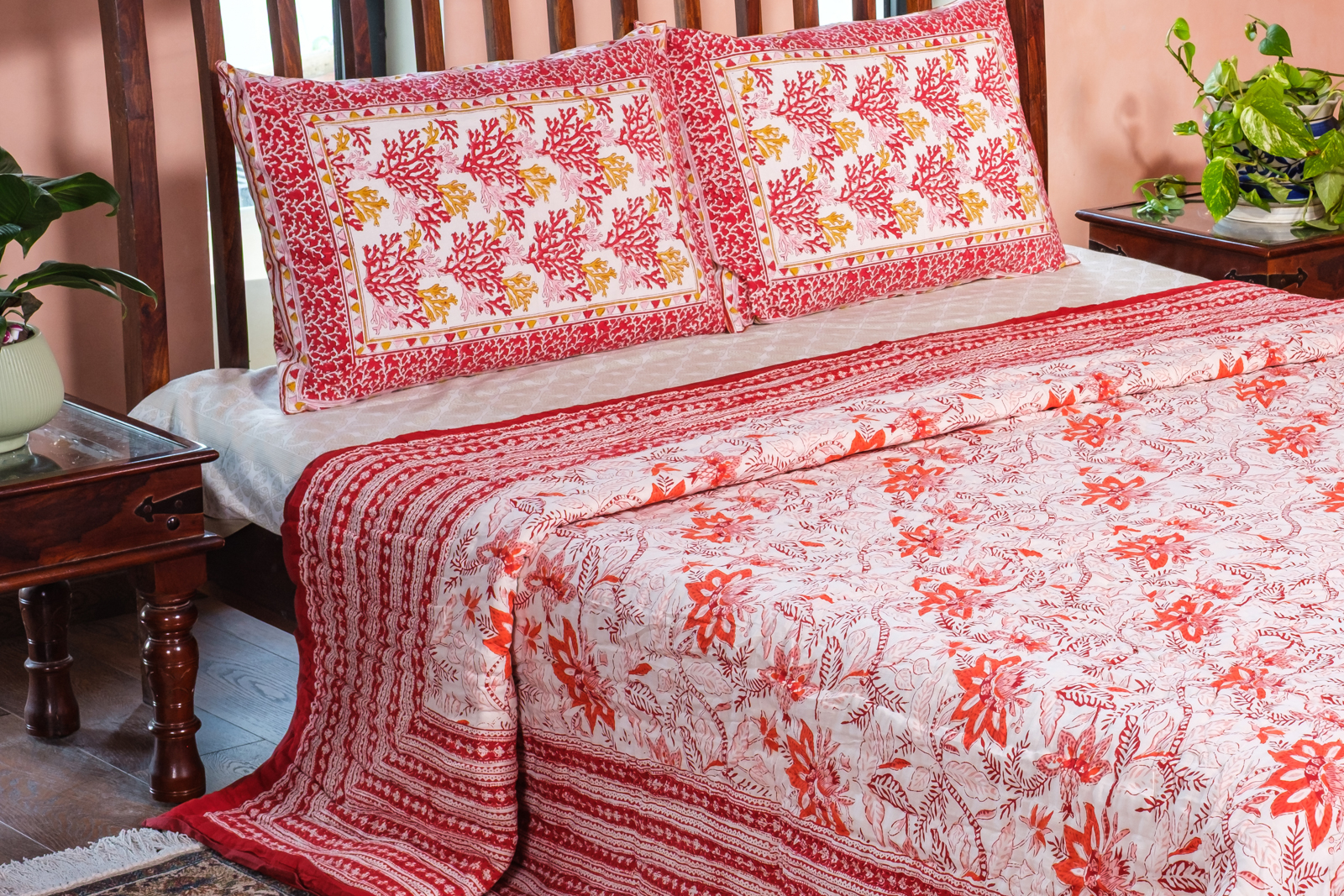 Cotton Quilt King Size Bossanova Red Gud 208858