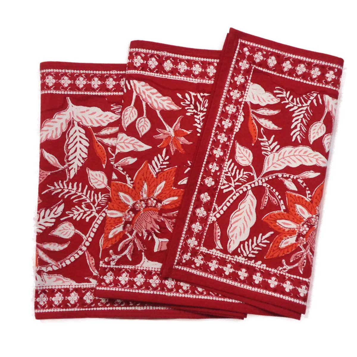 Hand Block Printed Cotton Canvas Table Runner 33x170 cms Bossanova Red Gud 208858