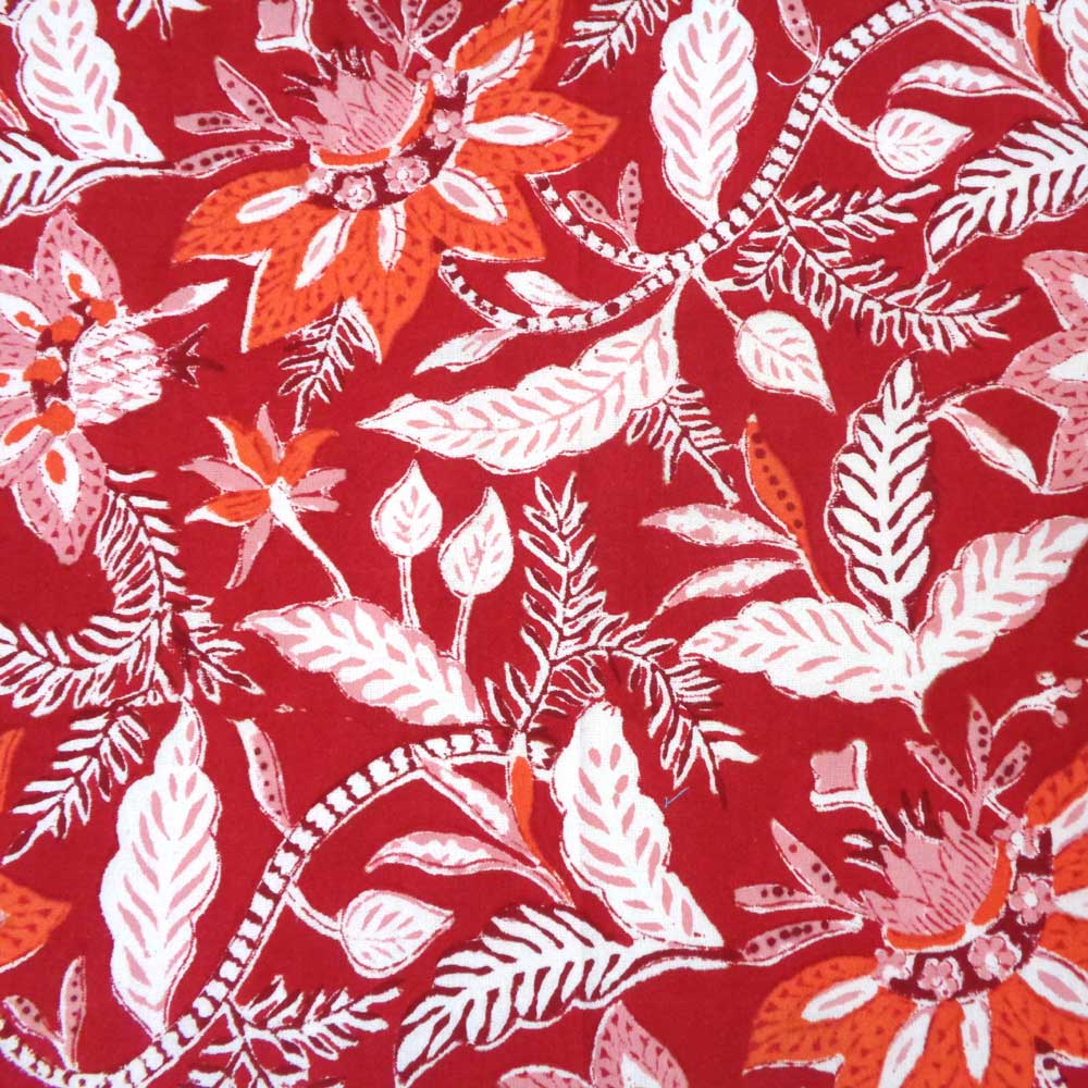 Hand Block Printed Cotton Napkin 45x45 cms Set of 4 Napkins Bossanova Red Gud 208858
