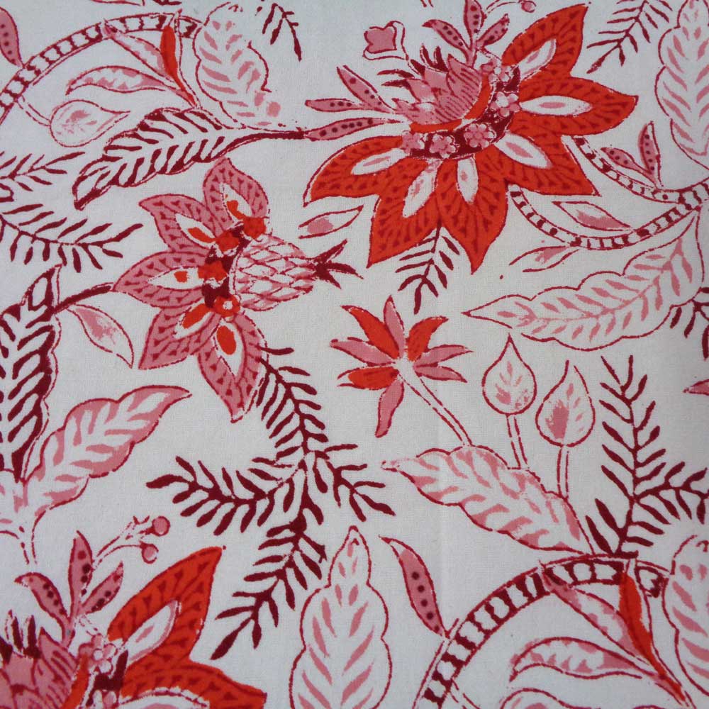 Hand Block Printed Cotton Napkin 45x45 cms Set of 4 Napkins Bossanova Red Open 103700