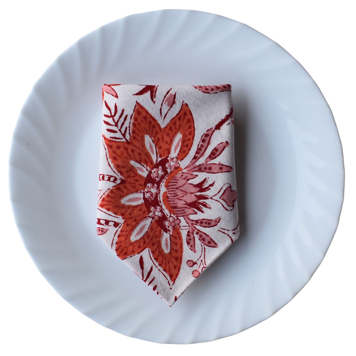 Hand Block Printed Cotton Napkin 45x45 cms Set of 4 Napkins Bossanova Red Open 103700