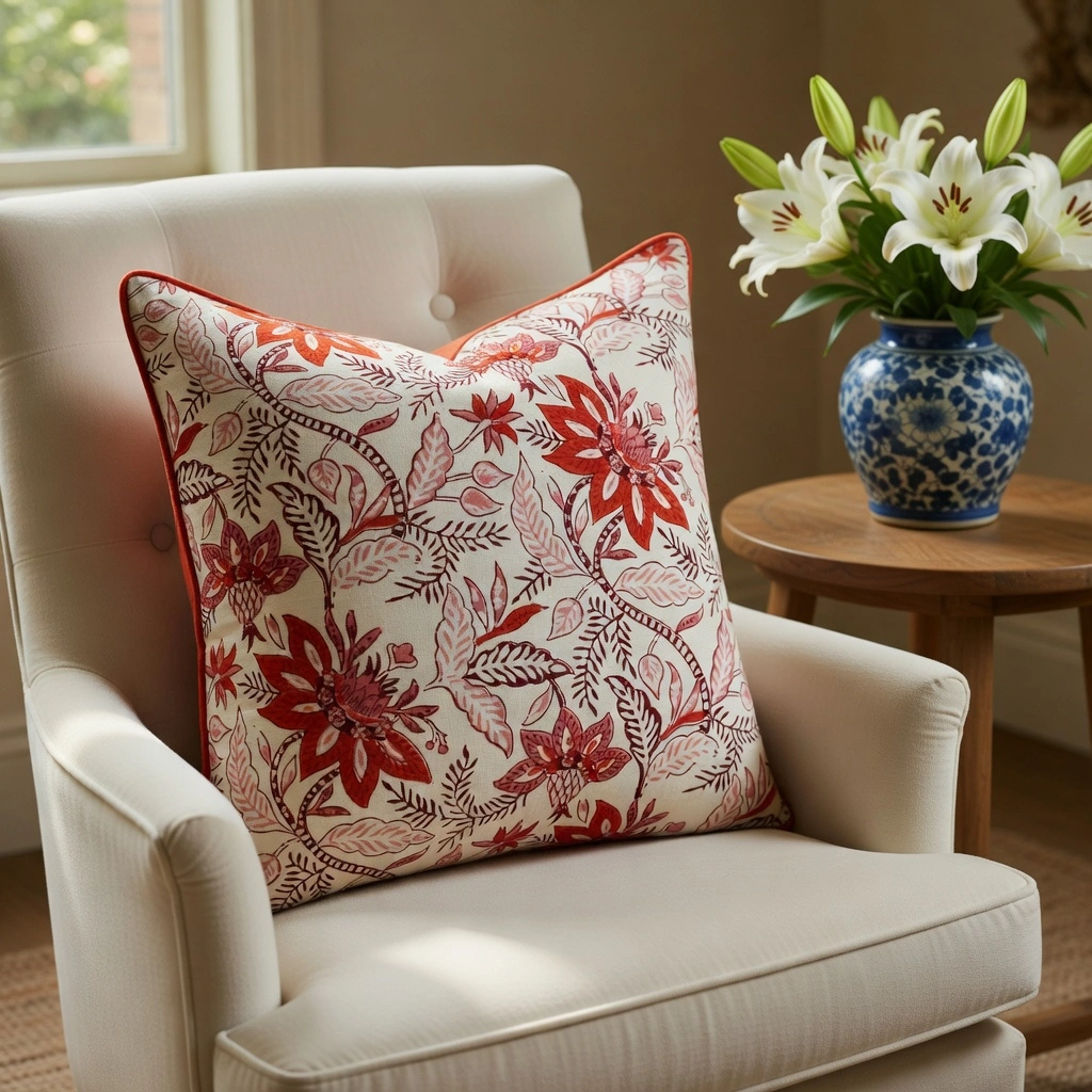Piping Cushion Cover 50x50 cms  Bossanova Red Open 103700