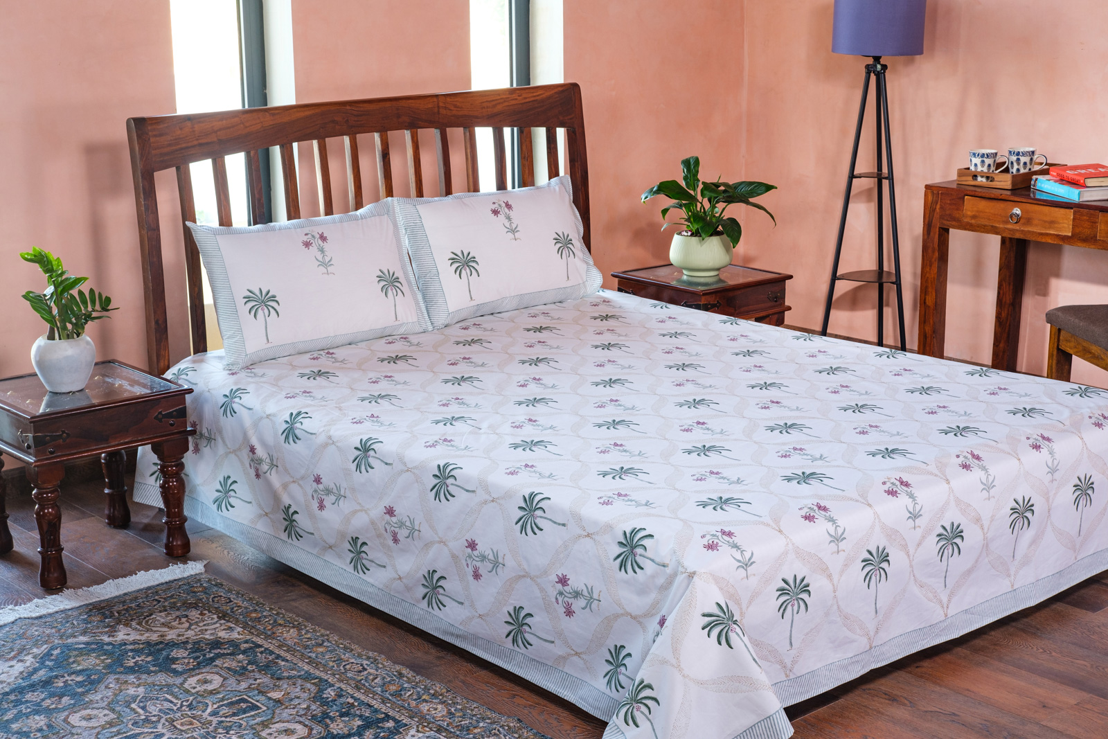 Queen Size Percale Fine Cotton Bedspread with 2 Pillow Cases 100869