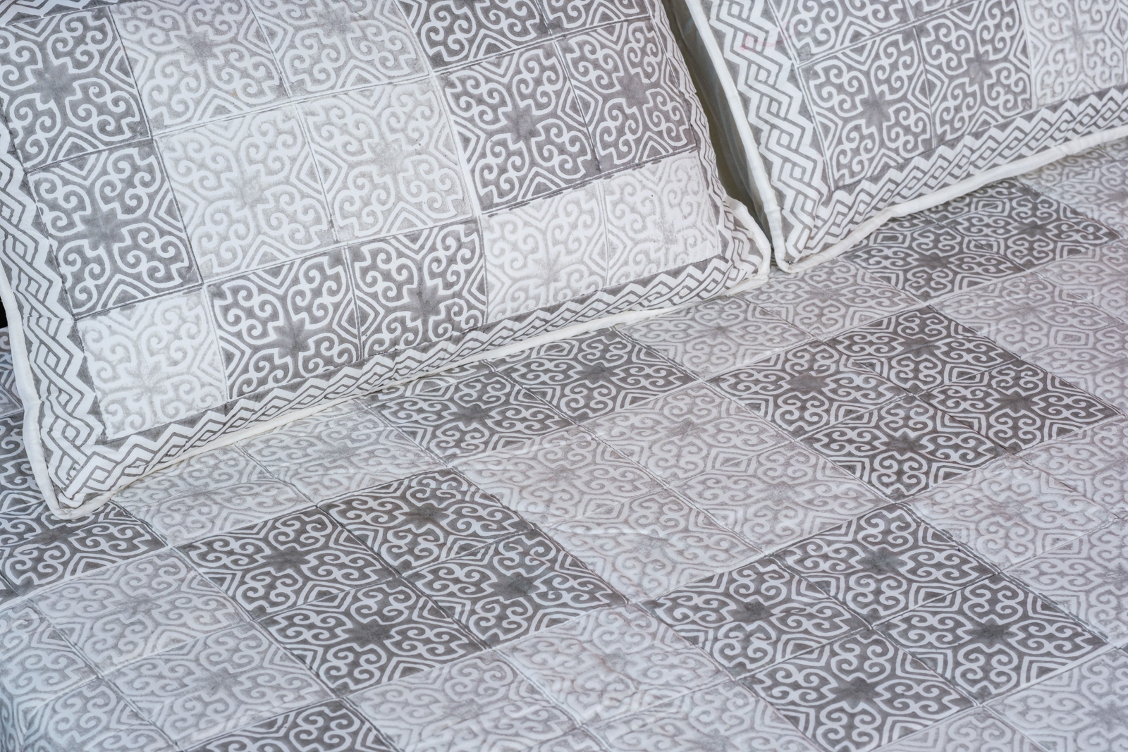 Hand Block Printed Soft Cotton Quilted Bedspread Queen Size 206457