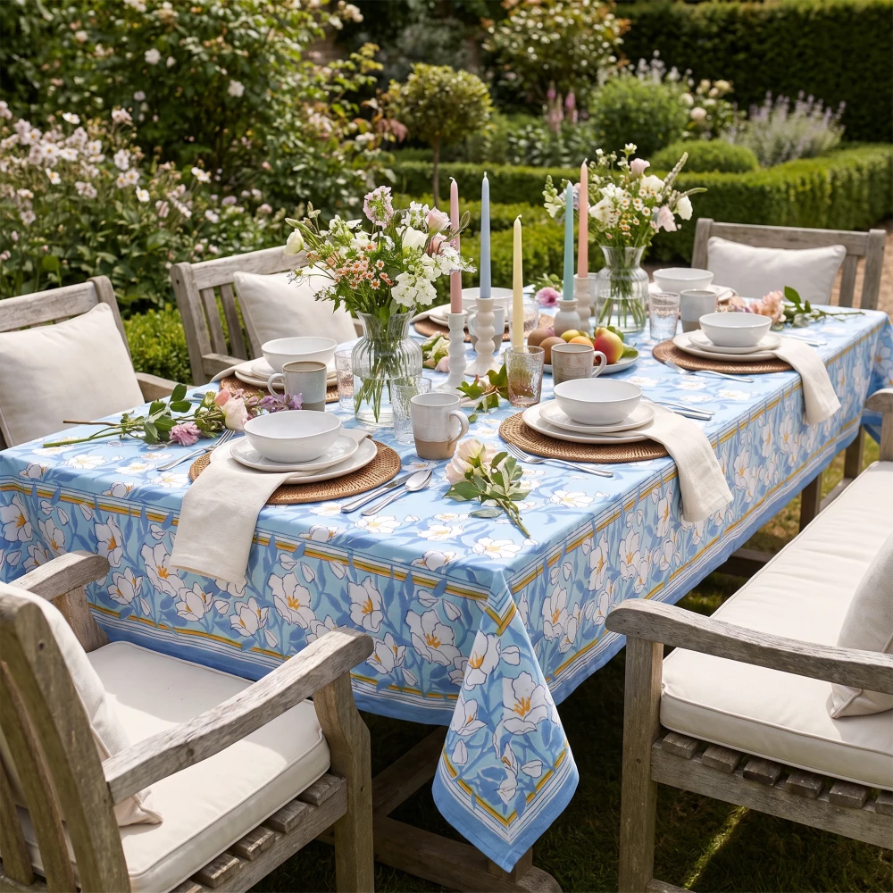 Image of 12 Seater Tablecloth – 180x340 cms | Camellia Blue Mist 260919