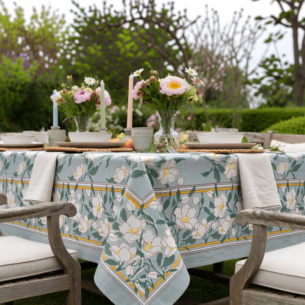 12 Seater Tablecloth 180x340 cms Camellia Snow Dusk 260419