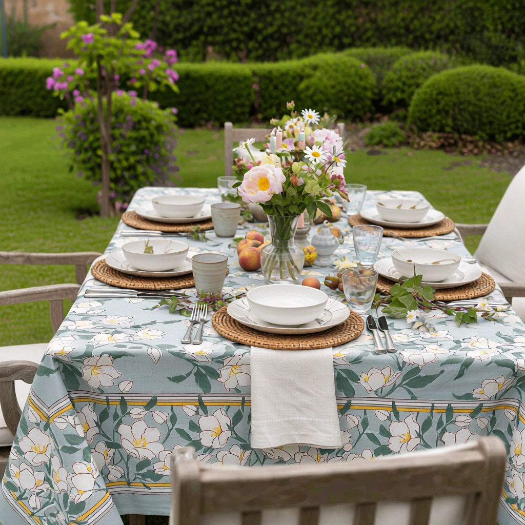 12 Seater Tablecloth 180x340 cms Camellia Snow Dusk 260419