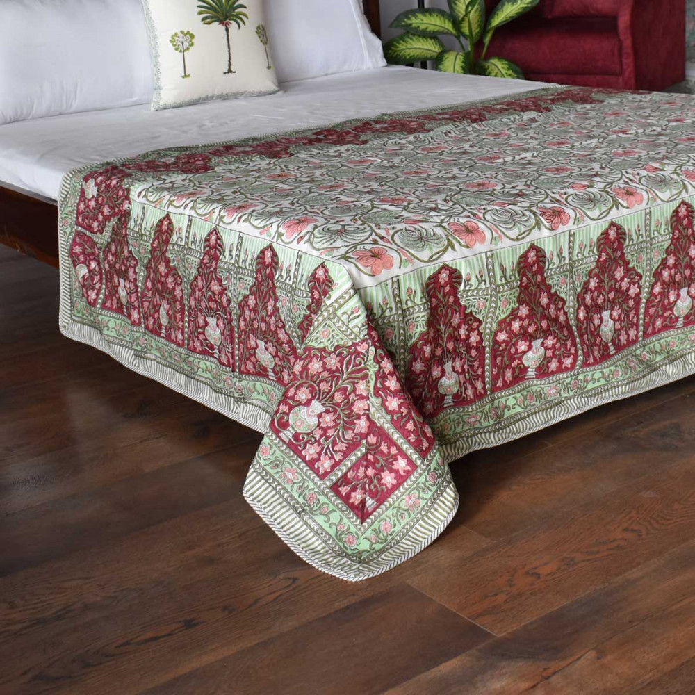 Image of Hand Block Printed Cotton Twin Size Dohar | Chakri Phool 230848