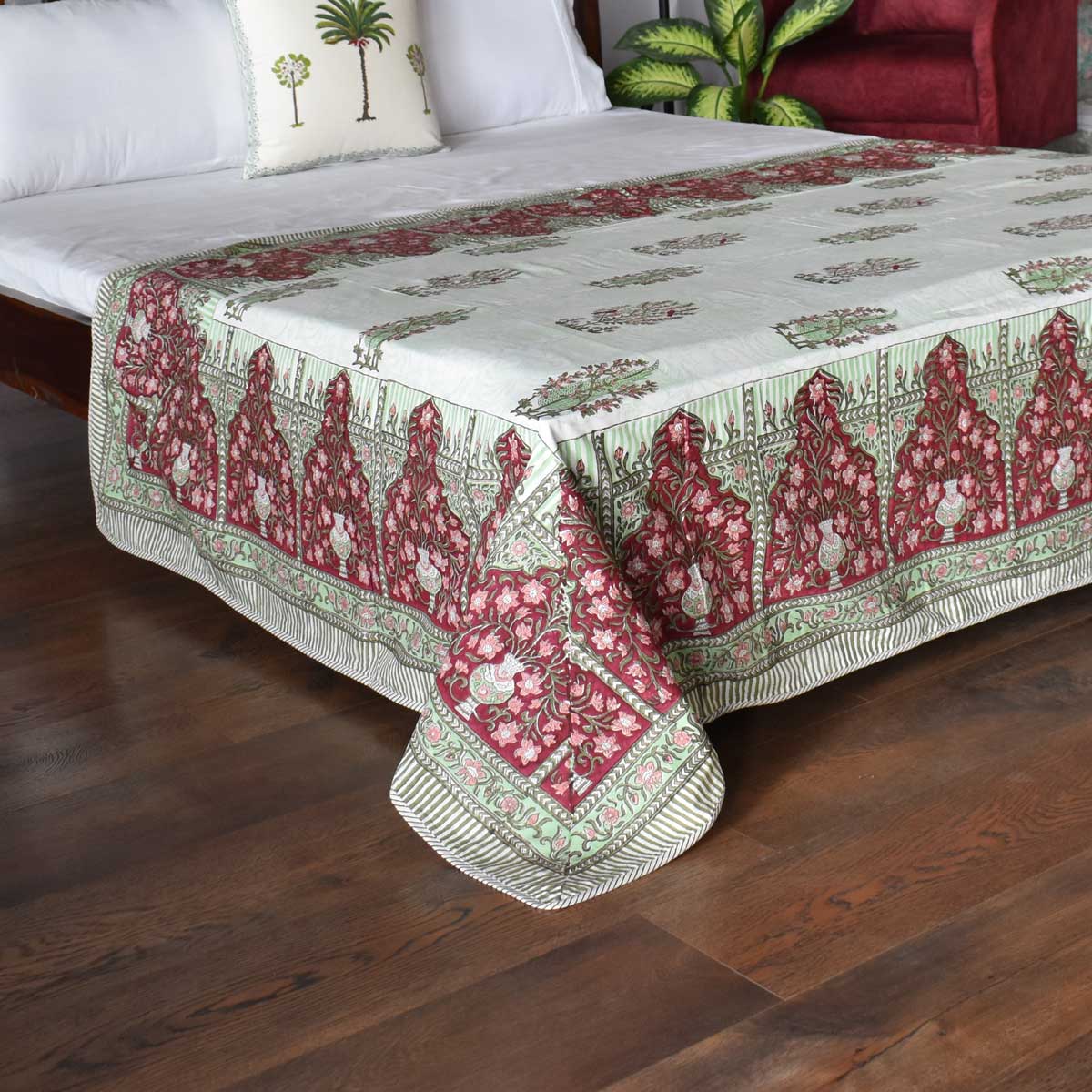 Hand Block Printed Cotton Twin Size Dohar Chakri Phool 230848