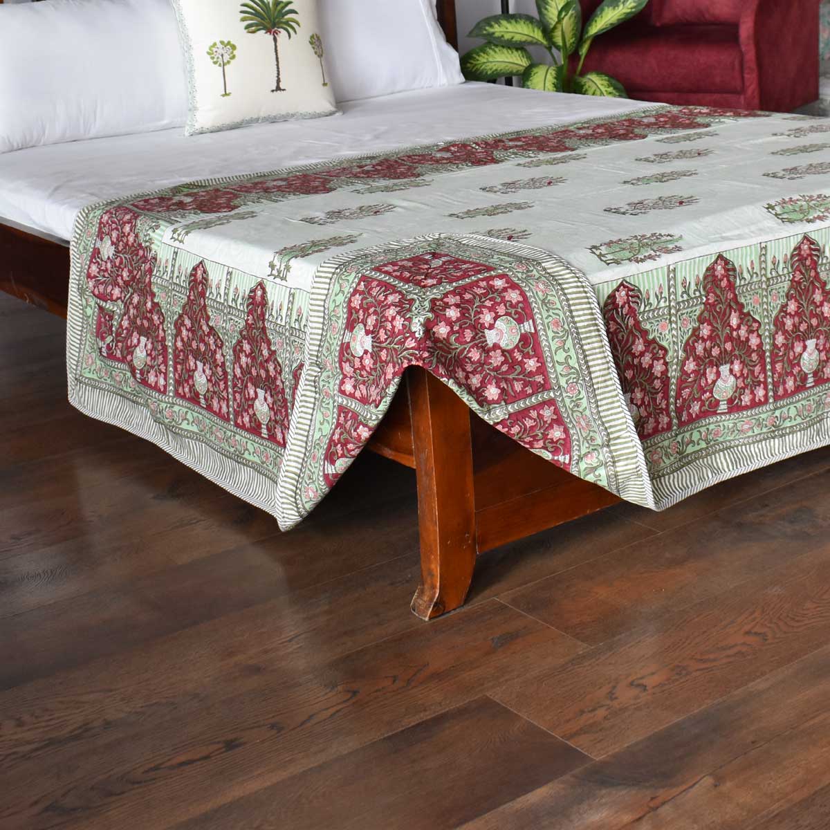 Hand Block Printed Cotton Twin Size Dohar Chakri Phool 230848
