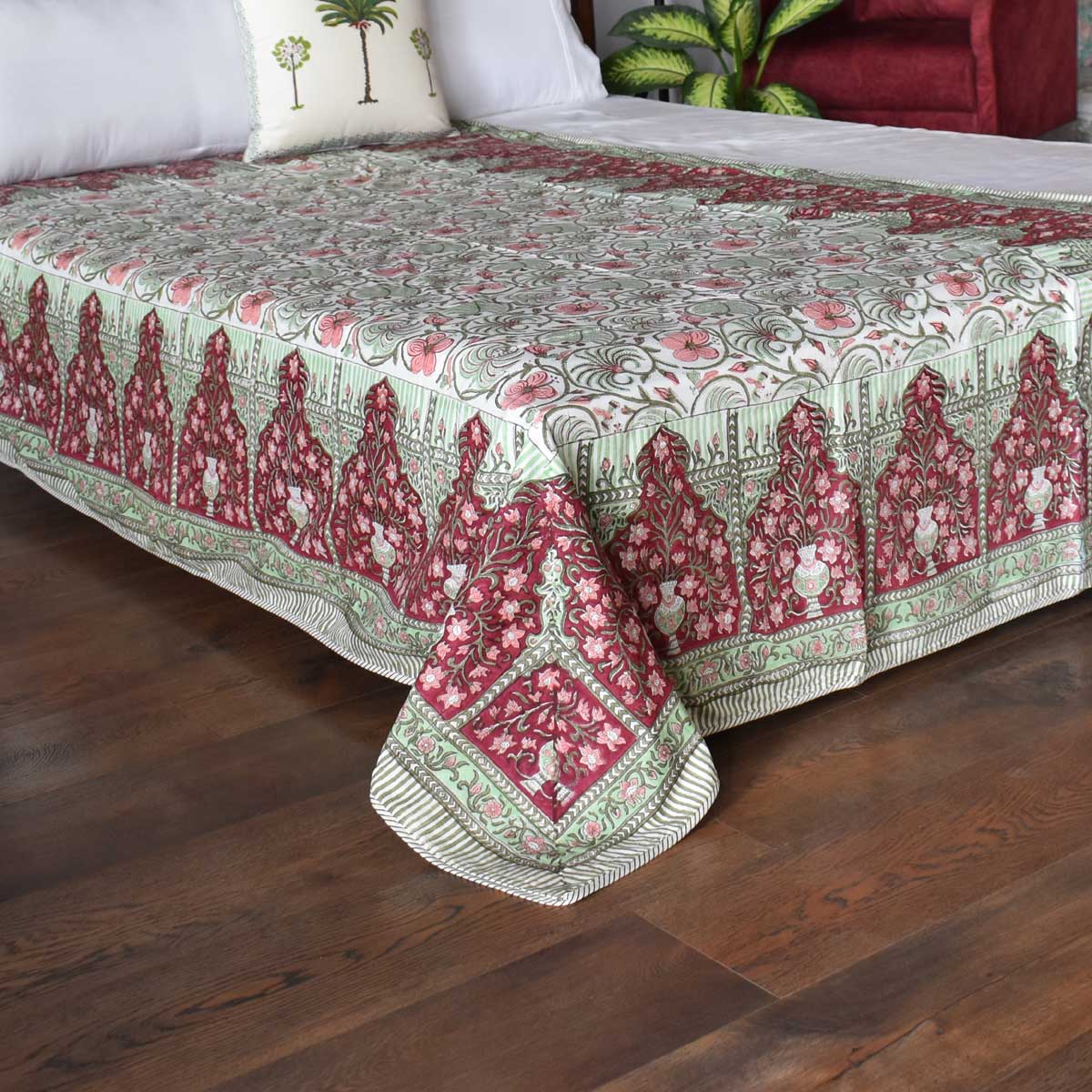 Hand Block Printed Cotton Twin Size Dohar  Chakri Phool 230848