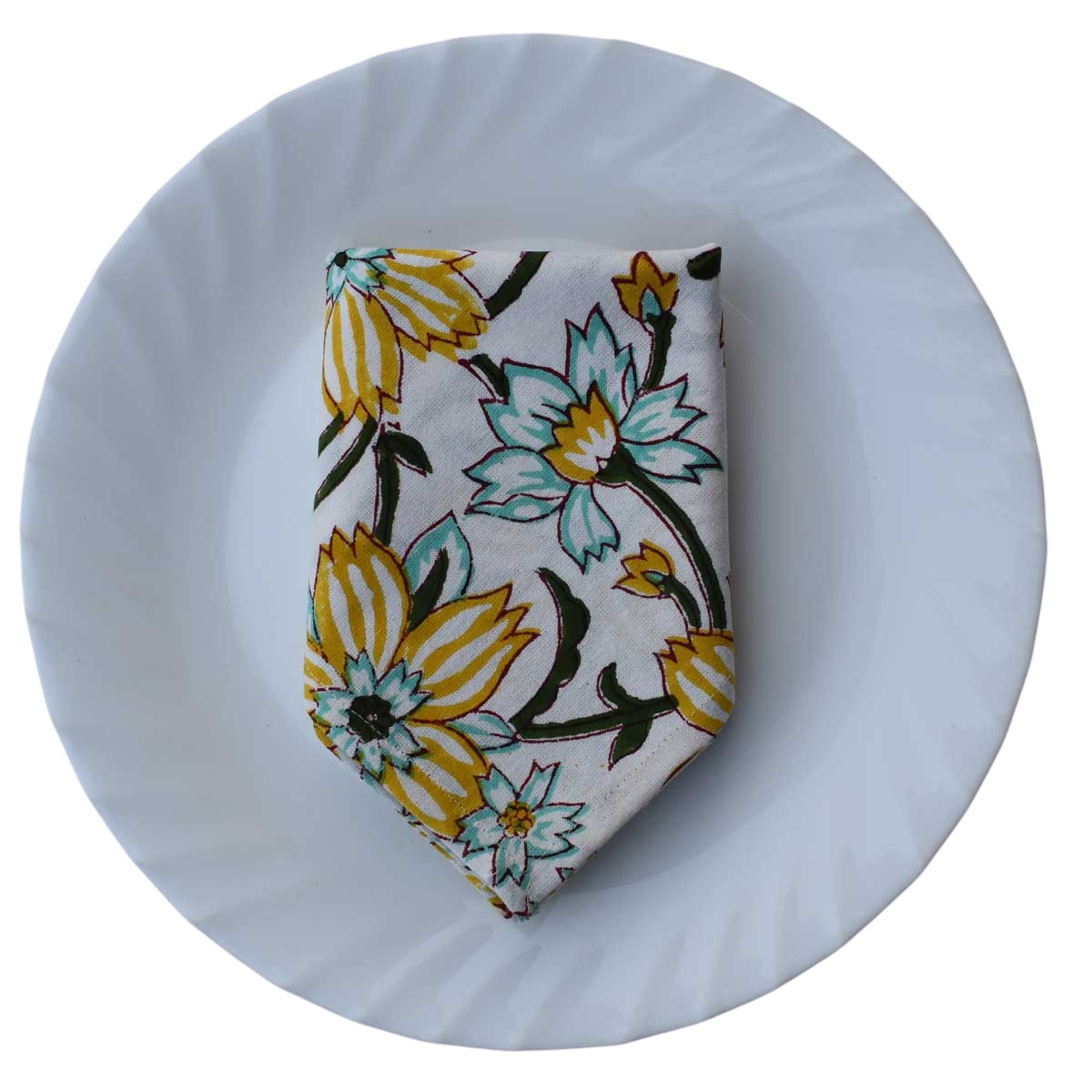 Hand Block Printed Cotton Napkin 45x45 cms Set of 4 Napkins Champa Kali 204564