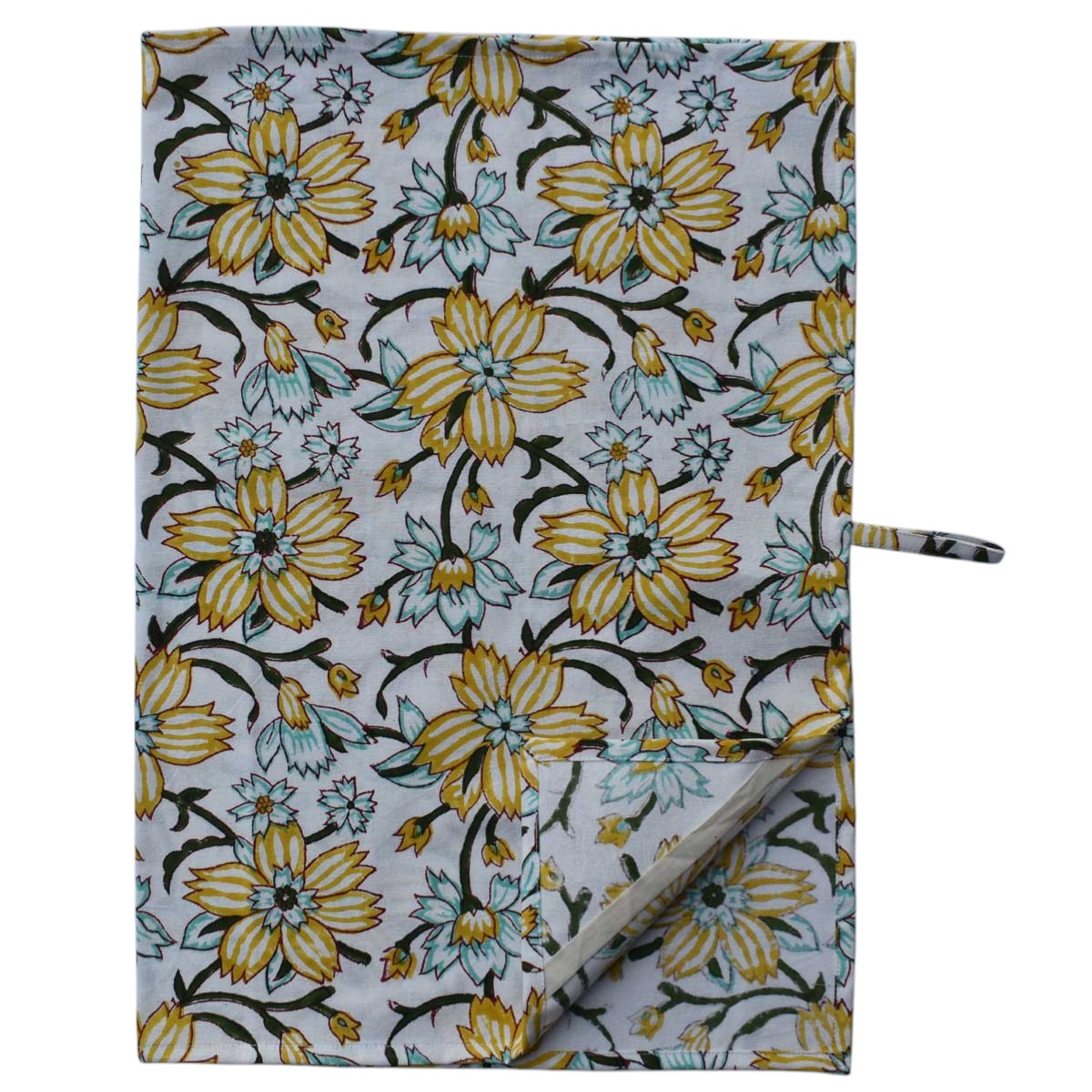 Hand Block Printed Cotton Kitchen Towels 50x70 cms Champa Kali 204564