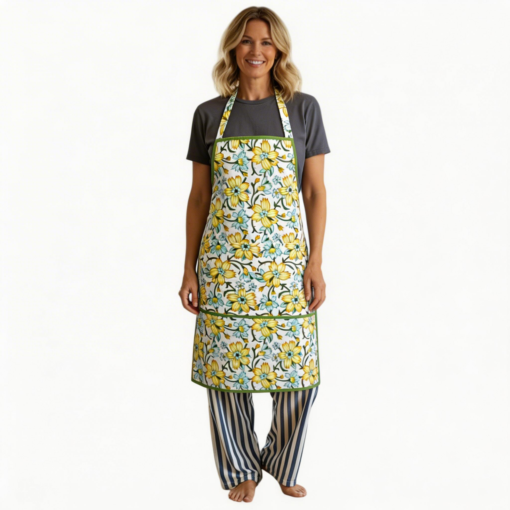 Indian Block-Printed 100 Cotton Apron Champa Kali 204564