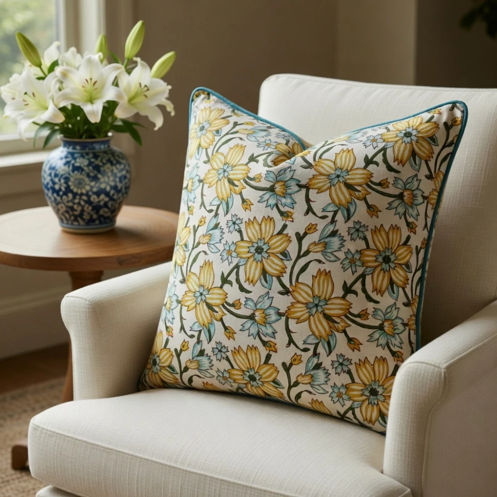Image of Piping Cushion Cover 50x50 cms | Champa Kali 204564