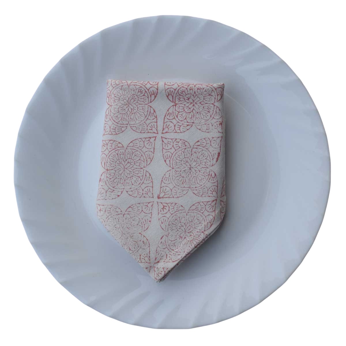 Hand Block Printed Cotton Napkin 45x45 Set of 4 Napkins Chokor Phool Pink 107608