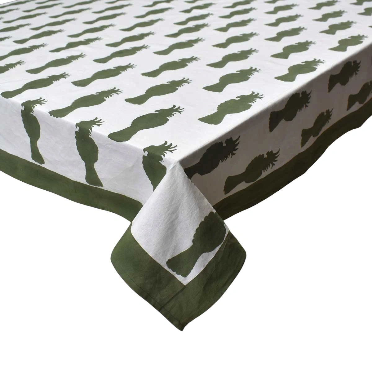 12 Seater Tablecloth  180x340 cms  Cockatoo Olive Green 271021