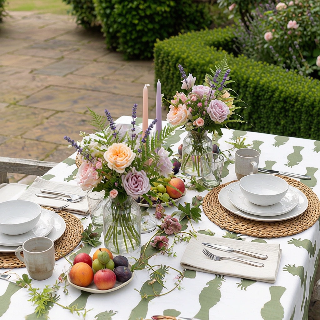 12 Seater Tablecloth 180x340 cms Cockatoo Olive Green 271021