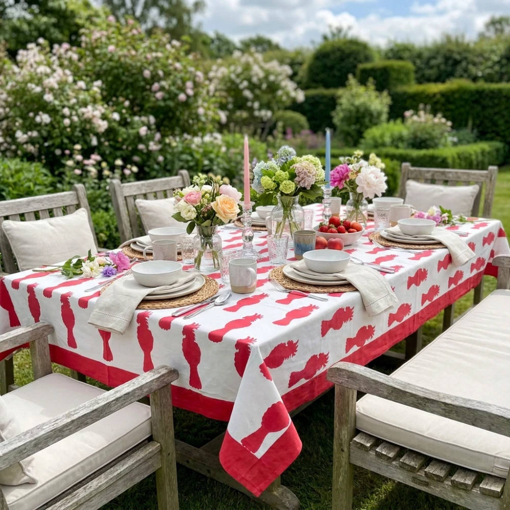 Image of 12 Seater Tablecloth – 180x340 cms | Cockatoo Red 271022