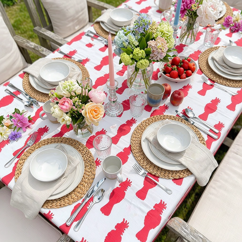 12 Seater Tablecloth  180x340 cms  Cockatoo Red 271022