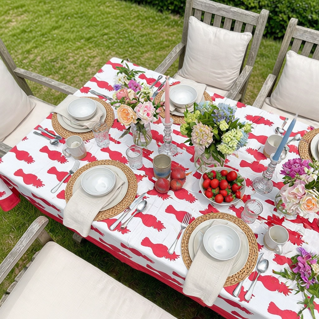 10 Seater Tablecloth 180x270 cms  Cockatoo Red 271022