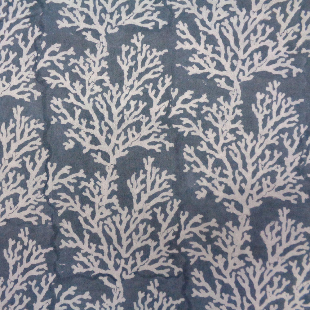 Hand Block Printed Cotton Tablecloth 150x220 cms Coral Ashley Grey 701931