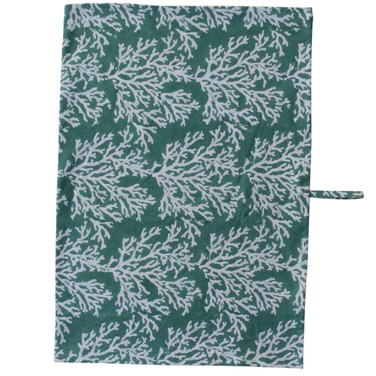 Hand Block Printed Cotton Kitchen Towels 50x70 cms Coral Green 202530