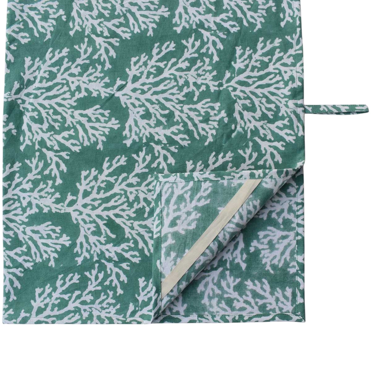 Hand Block Printed Cotton Kitchen Towels 50x70 cms Coral Green 202530