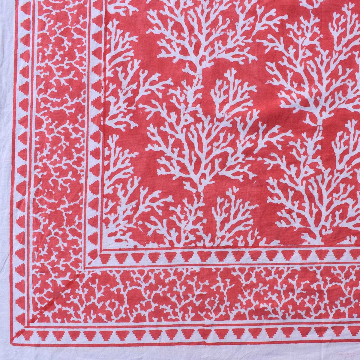 Wood Block Printed Handmade Tablecloth 150x220 cms Coral Jaipur Pink 202528