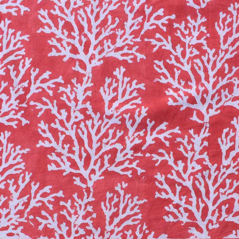 5 Yard Running Fabric Jaipur Block Printed Cotton 20 Sheeting Fabric Coral Jaipur Pink 202528