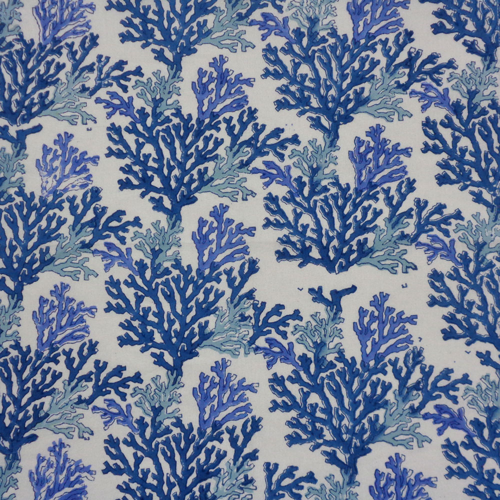 Hand Block Printed Cotton Napkin 45x45 cms Set of 4 Napkins Coral Multi Blue 502087