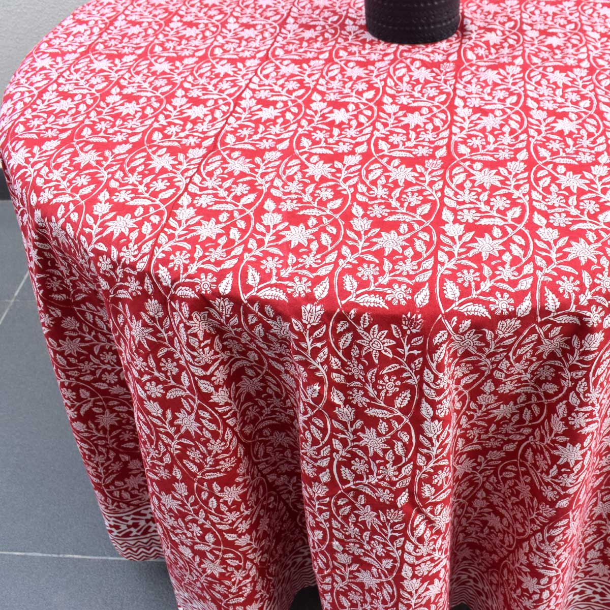 Round 220 cms Cotton French Design Table Cover Crimson Bloom 202408