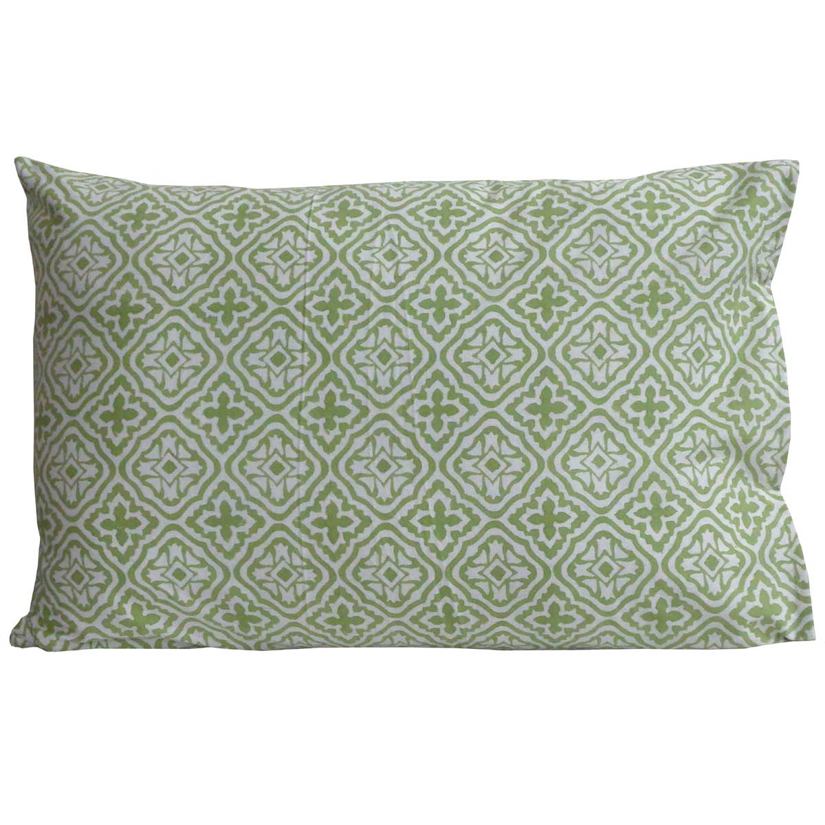 Hand Block Printed Cotton Pillows Cover 50x70 cm Set of 2 Cross Flower Celadon Green 202601