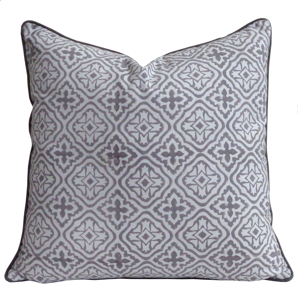 Piping Cushion Cover 50x50 cms Cross Flower Grey 100459