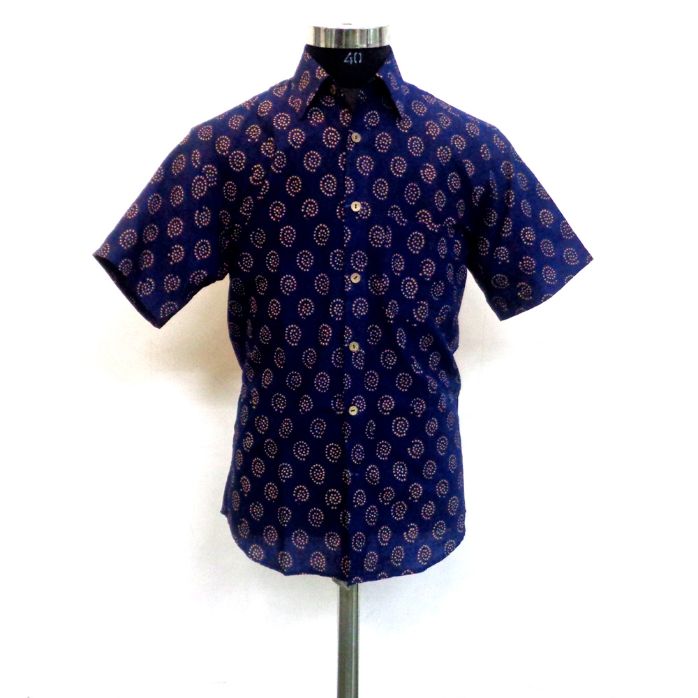 Hand Block Printed Mens Shirt Half Sleeves 109770