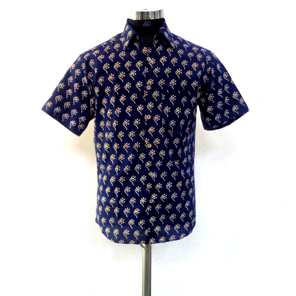 Hand Block Printed Mens Shirt Half Sleeves 109800