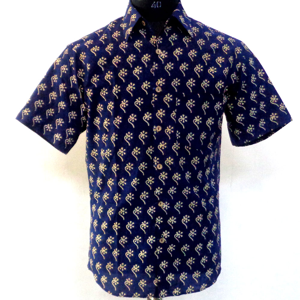 Hand Block Printed Mens Shirt Half Sleeves 109800
